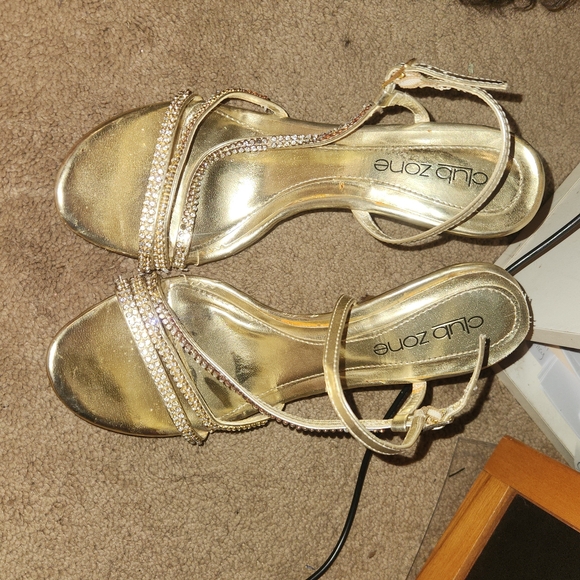 Club Zone Gold Strappy Heels for Women - Picture 2 of 5